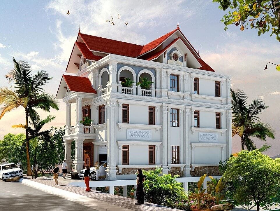 Mẫu nhà biệt thự 3 tầng mái thái 6 biet thu mai thai 3 tang 5 phong ngu 15