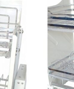 Giá di động nâng hạ 2 tầng 2 khay hứng nước, nan dẹt nan mờ 700 - Cái