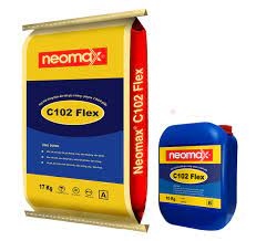 NEOMAX C102 - FLEX - Hợp chất chống thấm gốc xi măng - Polyme 2 thành phần (Có tính đàn hồi tốt, khả năng bám dính tuyệt vời và có khả năng che phủ các vết nứt ). - 27kg/bộ